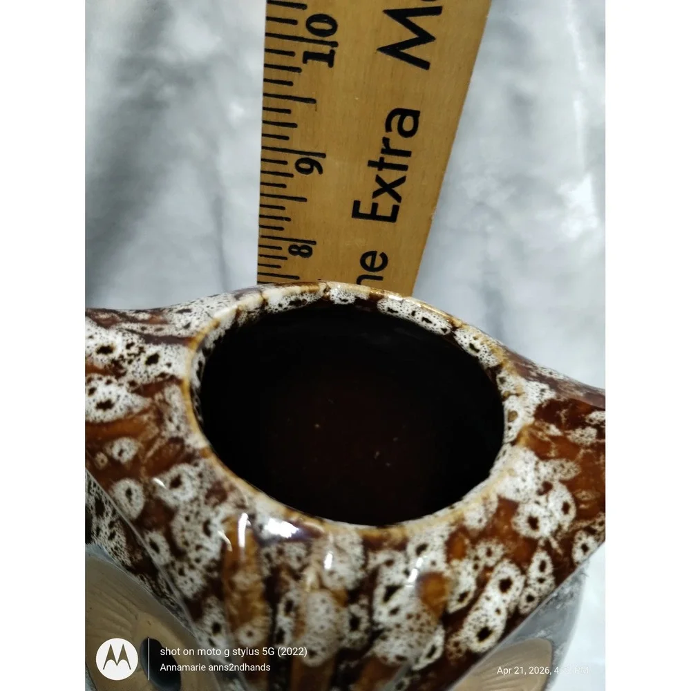 Elegant Expressions‎ Ceramic Owl Vase Brown White Dappled Glaze BS51456W Rustic